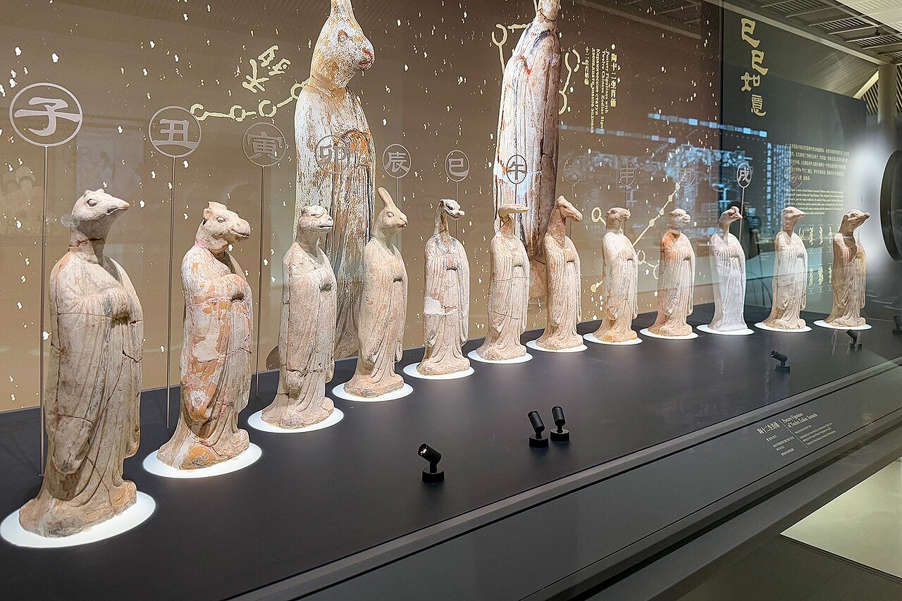 Tang-dynasty pottery figurines of the twelve zodiac animals.