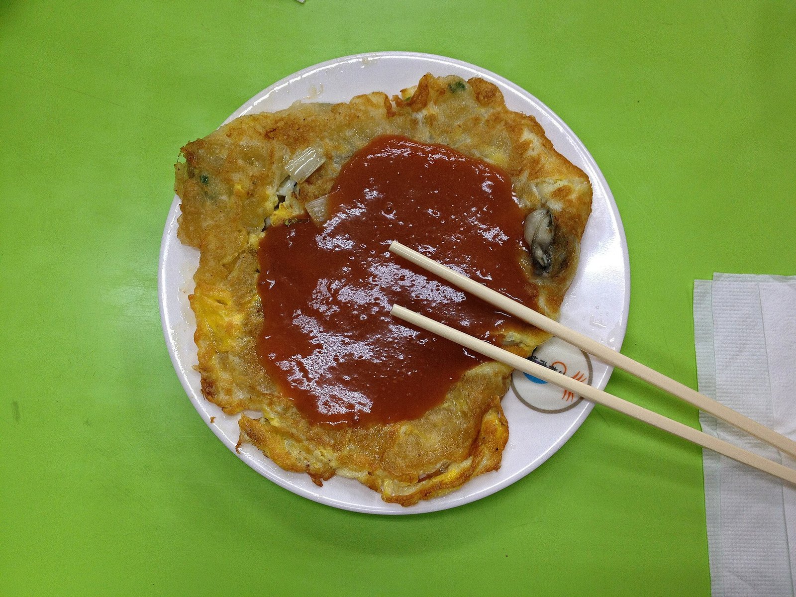 Taiwan oyster omelette.